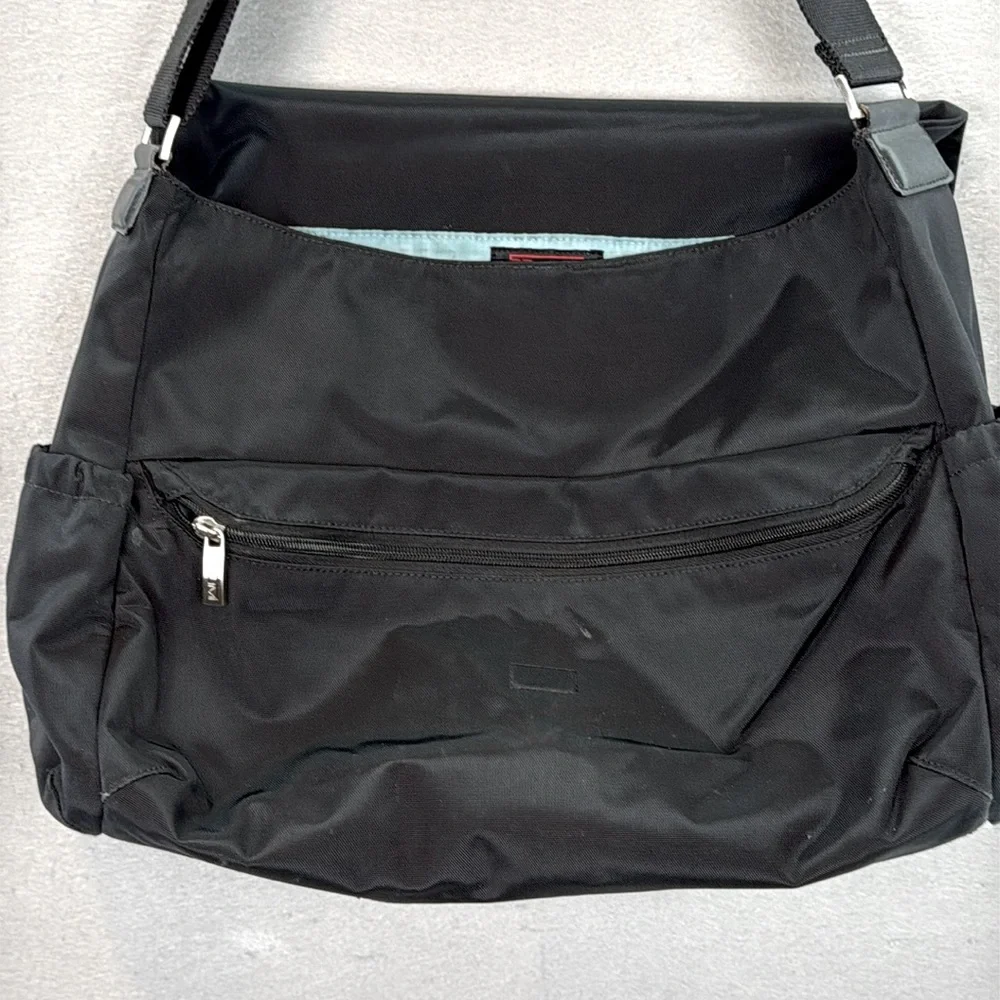 Tumi - women’s Black Messenger diaper baby bag Nylon & leather unisex